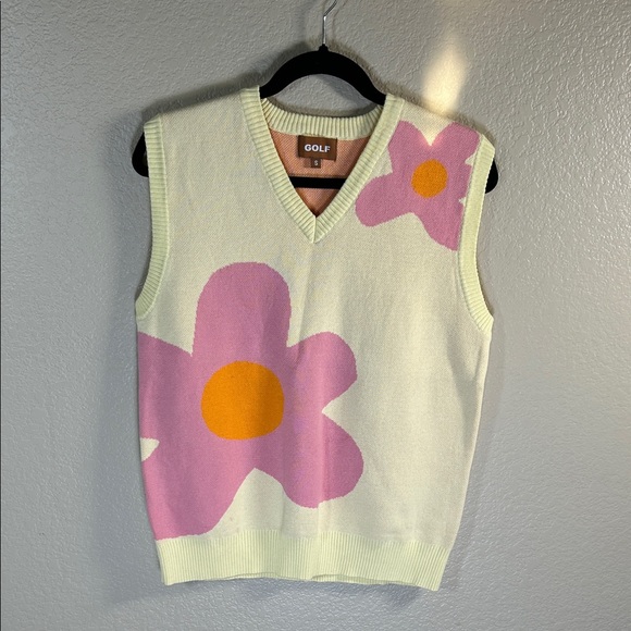 Golf Wang Other - GOLF Wang Floral Knit Sweater Vest – Cream & Pink – Size Small